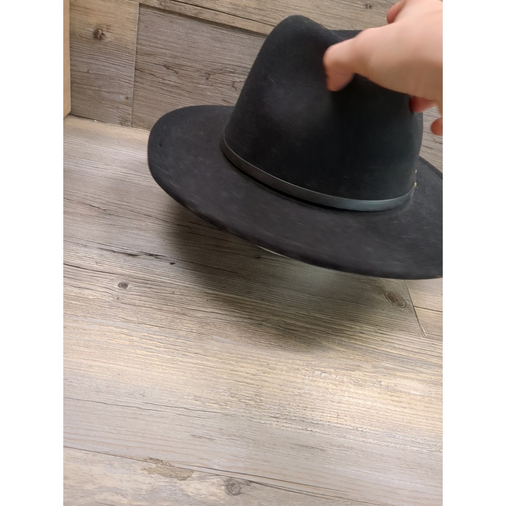 Classic Wide Brim Belt Buckle Fedora Hat 24"‎ Circumference Black - Picture 4 of 10